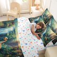 thumbnail image 4 of Feelyou Jungle Dino Wildlife Twin Bedding Sets for Kids Boys Girls, Waterfall Flower Bedding Comforter Set, Green Blue, Colorful Star Reversible, 7-Piece, 4 of 7