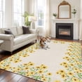 thumbnail image 3 of Area Rug for Living Room, Yellow Daisy Non-Slip Indoor Ex Large Carpet for Bedroom/Dining Room, Spring Summer Rustic Garden Floral Blossom Washable Low-Profile Rectangle Floor Runner Rugs - 8 x 10 Ft, 3 of 7