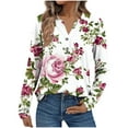 thumbnail image 2 of Qepwsc Tops for Women Long Sleeve Tops Casual Shirts Floral Print Going Out Top Tunic Shirts Quarter Button Front Top Basic Tees Graphic Blouses Tops Shirts Loose Fits Sweatshirt for Women, 2 of 6