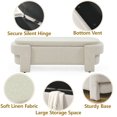 thumbnail image 3 of Triple Tree Storage Bench Linen Storage Ottoman with Cushioned Seat and Ventilation Holes, Beige, 3 of 8
