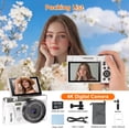 thumbnail image 6 of 4K Digital Camera for Photography 75MP Autofocus Vlogging Camera with 18X Zoom WiFi 32GB Card Beginner Video Camera for Travel Daily Life White, 6 of 10