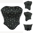 thumbnail image 2 of ZQUUVOU Women's Vintage Floral Corset Tops Push-Up Overbust Bustier Lace-Up Boned Bodyshaper Trendy Shapewear Black A, 2 of 9