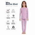 thumbnail image 2 of Woolcano Kids 100% Merino Wool Base Layer Set Unisex Thermal Underwear for Girls & Boys Ski Winter, 2 of 6
