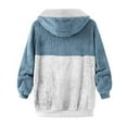 thumbnail image 3 of LEEYNEER Womens Fuzzy Fleece Jacket  Zip Up Plush Color Block Stitching Winter Jacket Coat  Warm Fleece Blanket Jackets for Women with Hood Outwear with Pockets Gray L, 3 of 5