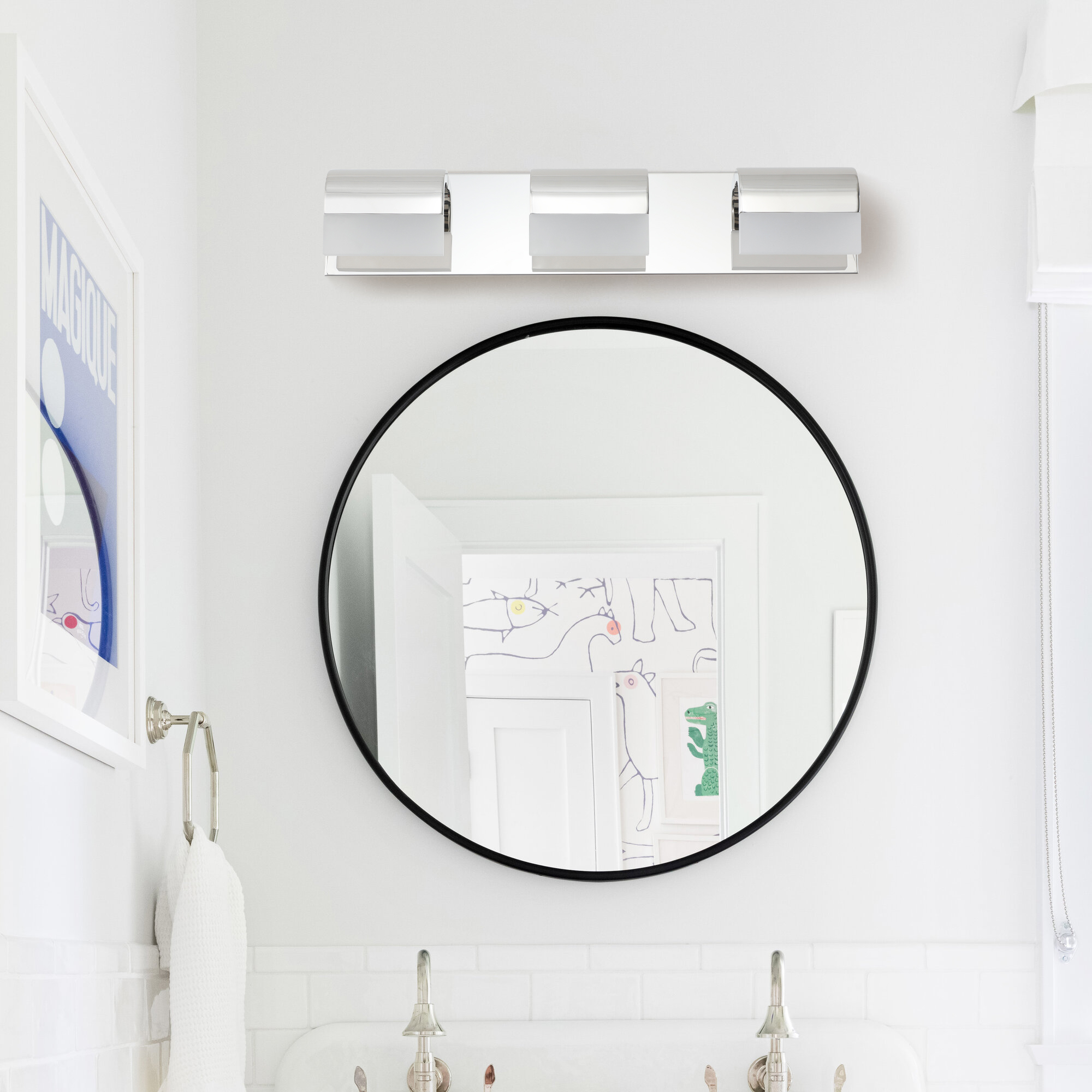 3-Light vanity light Fixtures LED Modern Bathroom 23.7-Inch, Chrome Modern Acrylic Bathroom Wall Lighting Fixtures Over Mirror (Cool White 6000K)