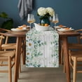 thumbnail image 2 of Green Eucalyptus Leaves Table Runner - 120 Inch Long, Kitchen Dining Table Runner Dresser Scarves, Daisy Summer Botanical Wooden Farmhouse Decor for Coffee Tables Wedding Party Banquet, 2 of 8