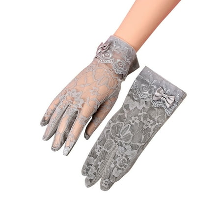

Heiheiup Women Black Dot Short Lace Lace Breathable Riding Sunscreen Wedding Gloves Gloves Mittens Convertible