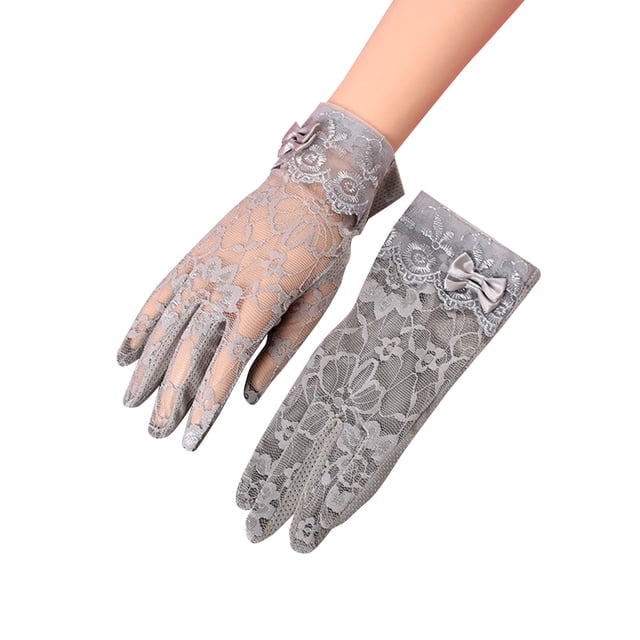 AWZXDE Black Gloves Womens Short Lace Breathable Riding Sunscreen Wedding Gloves Ice Silk