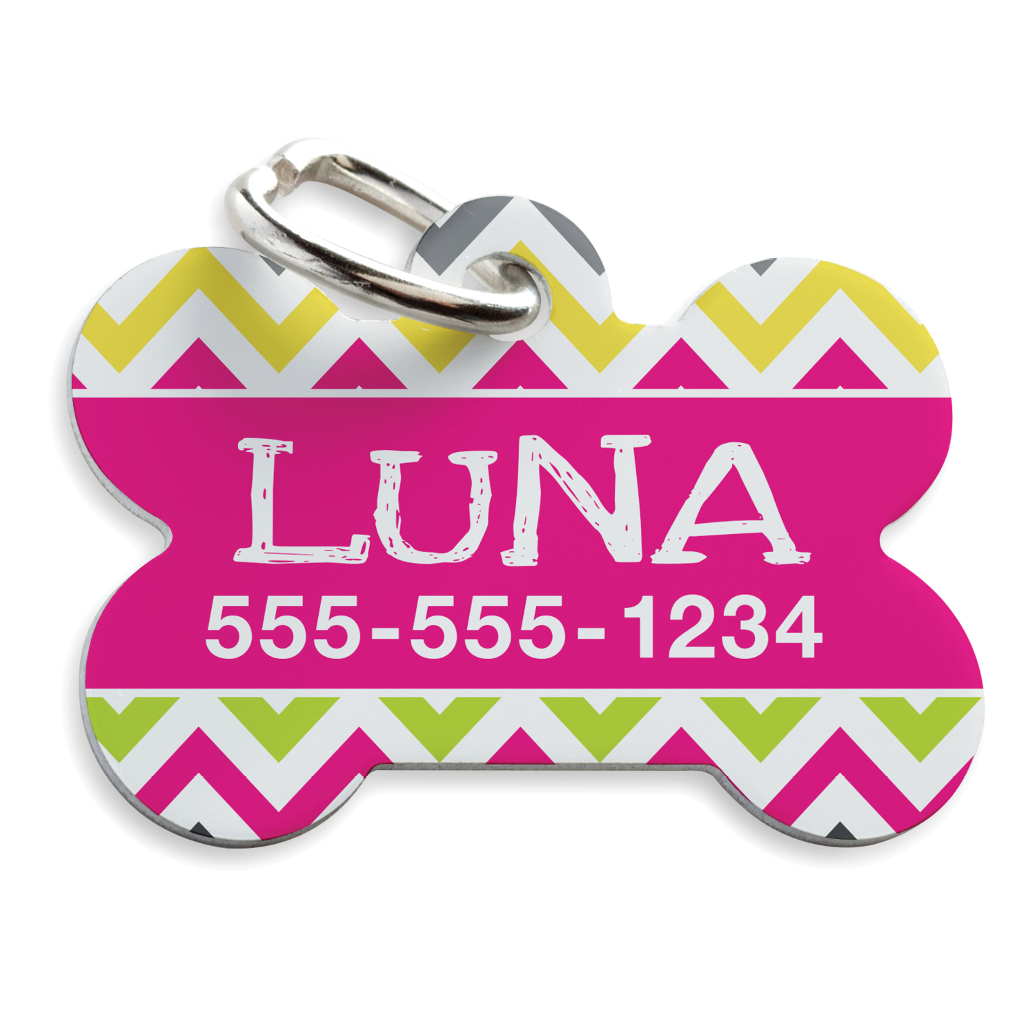 Personalized Pet Tag, Pink Chevron