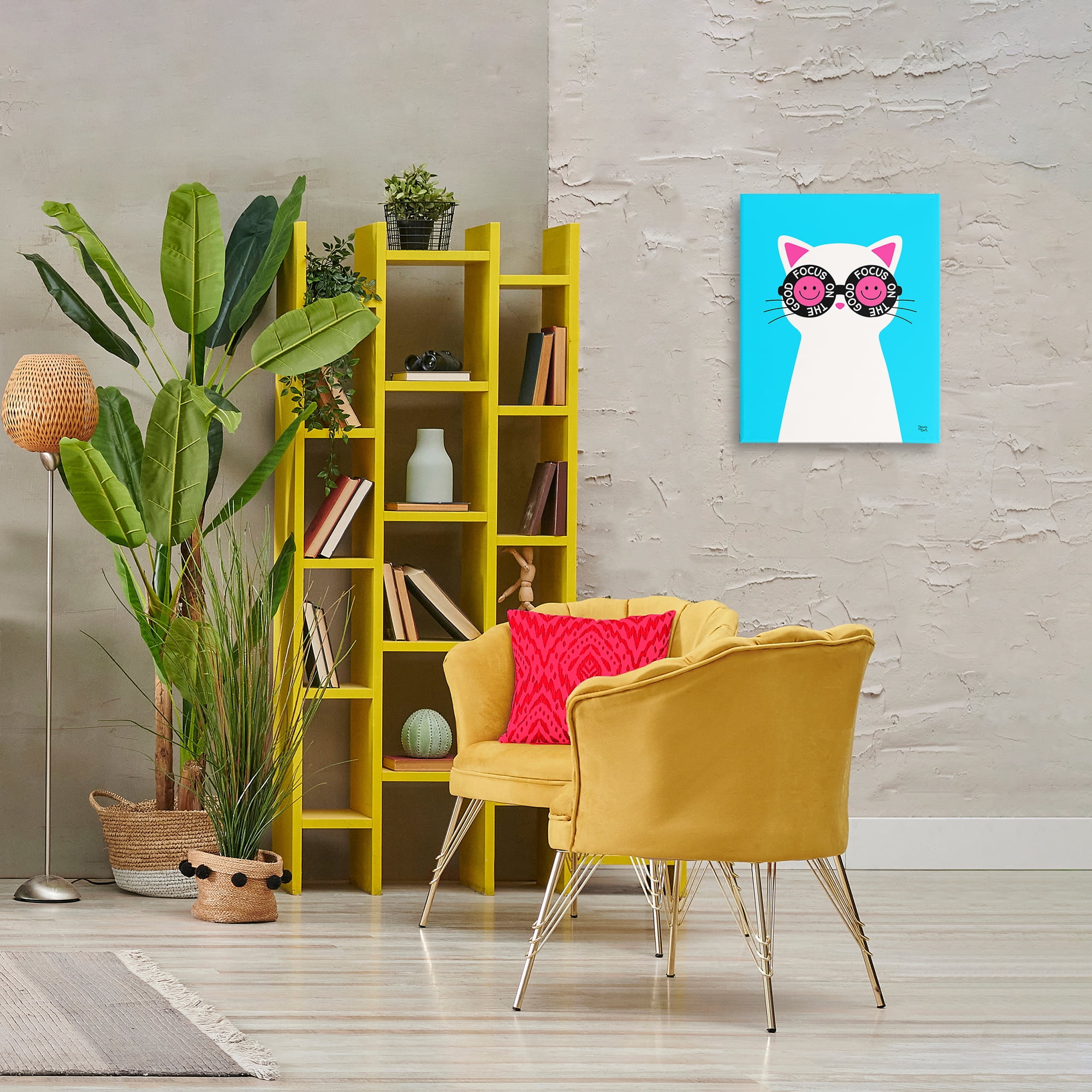 Stupell Industries Focus On Good Cat Animals Painting Wrapped Canvas Art Print Wall Art, 16 x 20