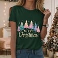 thumbnail image 2 of UngA Christmas Womens Shirts Merry Christmas Printed T-Shirts Short Sleeve Holiday Tee Xmas Gift Tops Christmas Tshirts Women Dark Green,XL, 2 of 6