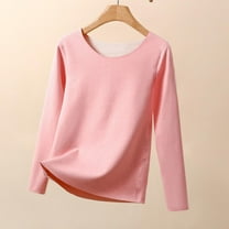 Long Sleeve Thermal Shirts for Women Cold Weather, Womens Thermal Underwear Tops, Base Layer Women Thermal Pink XXL