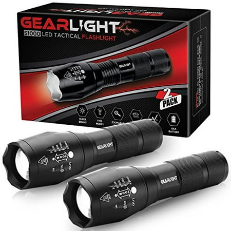 GearLight LED Tactical Flashlight S1000 [2 PACK] - NEW FREE SHIPPING