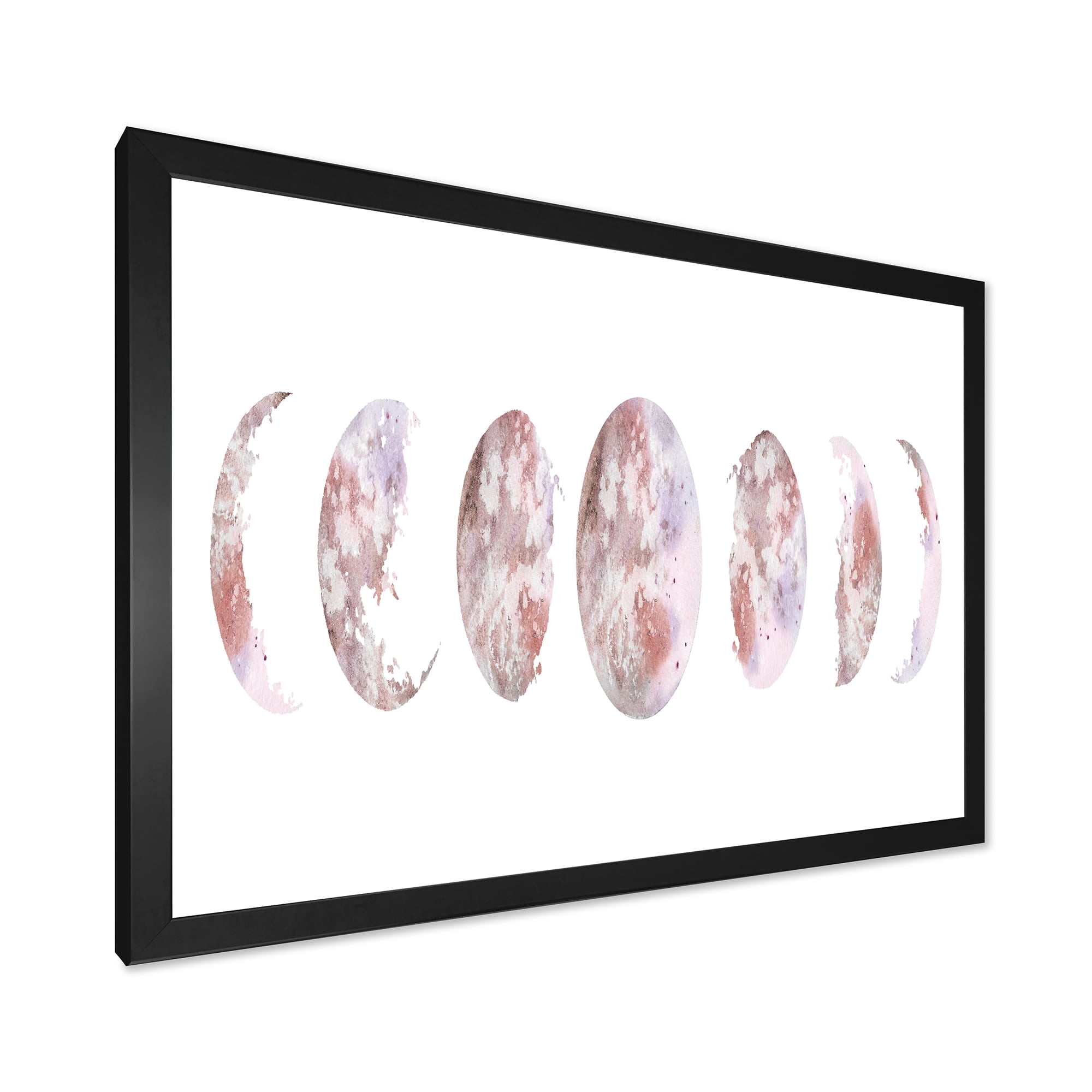 Designart 'Moon Phases On White' Modern Framed Art Print