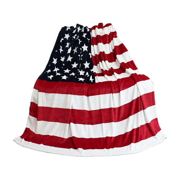 B Independence Day Flannel Bed Blanket Lightweight Sofa Throw 100% Polyester Usa Flag Design Durable All Season Home Decor Cozy Soft Textured Fabric #35LMK