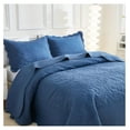 thumbnail image 3 of 3-Piece 100% Cotton Oversized Bedspread Lightweight Quilt Coverlet Embroidery Farmhouse Bedding Set T0 (Midtone Blue, Queen (100"x106")), 3 of 8