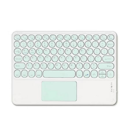 Summer Fall Saving Bluetooth Keyboard Round Cap Keyboard Portable Bt Wireless Keyboard With Touchpad For Android Pc Tablet Mint Green