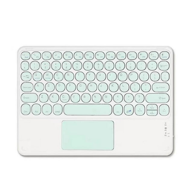 SDNall Wireless Keyboard with Touchpad, Round Cap Bluetooth Keyboard for Android Tablet Pc, Portable White Keyboard Wireless, Rechargeable Thin Bt Keyboard for Smartphone and Laptop