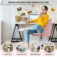 thumbnail image 6 of TINKLE WELL Modern Office Desk Chair, Rolling Vanity Swivel Task Chair with Wheels, Stylish Comfortable Armless Backrest for Home, Bedroom, Office, Study, Pink, 6 of 8