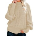 thumbnail image 2 of Patlollav Womens Solid Long Sleeve Thick Knit Pullover Crewneck Sweater Coat, 2 of 6
