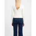 thumbnail image 4 of Faithtur Women Deep V Neck Tops Summer Twist Knot Front Long Sleeve Slim Fit Shirt Trendy Solid Color Ruched Tee, 4 of 5