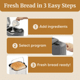 thumbnail image 3 of Programmable Bread Maker with PFAS-Free Ceramic Pan 2 lb Loaf 19 Presets Including Gluten-Free 3 Sizes Delay Timer Steel Gray Bestseling, 3 of 6