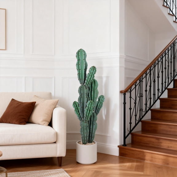 Artificial Cactus Plant 39 Inch Tall, Realistic Faux Potted Cactus in Planter for Indoor Outdoor Decor, UV Resistant