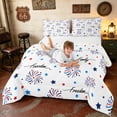 thumbnail image 3 of Manfei Patriotic Firework Star Full Size Comforter Sets, Faith Family Freedom Print Bedding Comforter Set, Red White Blue, Polka Dots Reversible 3 Pieces, 1 Comforter and 2 Pillowcases, 3 of 6