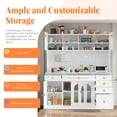 thumbnail image 3 of Freestanding 63"W Buffet with Hutch, Large Coffee Bar Storage Cabinet (6 Drawers, 5 Cabinets with Adjustable Shelves, Pegboard, Towel Rack, Power Outlet), White, 3 of 9