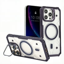 for iPhone 16 Plus Magnetic Case, with Built-in Lens Stand, Military-Grade Drop Protection, Transparent Shockproof Slim Case Compatible with Mag-Safe for iPhone 16 Plus Women Girls, Darkpurple