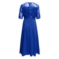 thumbnail image 5 of HNMKIU Plus Size Floral Print Chiffon Dress Short Sleeve Loose Fit for Evening and Daily Dresses for Women Blue,L, 5 of 5