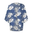 thumbnail image 4 of Ganfancp Lightweight Cardigans for Women Chiffon Cardigan Beach Loose Tops Fashion Middle Sleeve Printing Cardigan Navy M, 4 of 5