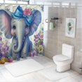 thumbnail image 7 of Orinice Cute baby elephant shower curtain purple butterfly flower spring shower curtain bathroom set fun elephant animal fabric waterproof shower curtain&nbsp; 69x72, 7 of 7