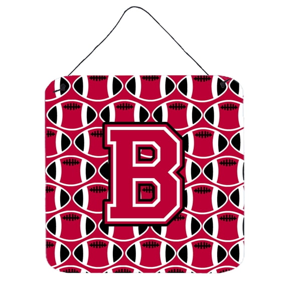 Letter B Football Crimson and White Wall or Door Hanging Prints