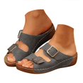 thumbnail image 1 of IUJSOY Womens Wedge Sandals Double Buckle Slip on Slippers Comfortable Arch Support Walking Shoes, 1 of 9