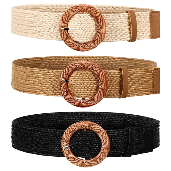 3 Pcs Women Woven Braided Belts Wide Boho Waist Belt for Dresses and Jeans