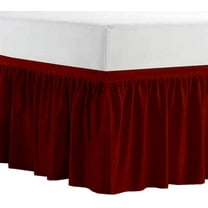 College Dorm Bedskirt, 42 Inch Drop 100% Microfiber Lightweight Ruffled, Twin-XL Size (39" x 80") Elastic Bed Skirt - Burgundy Solid