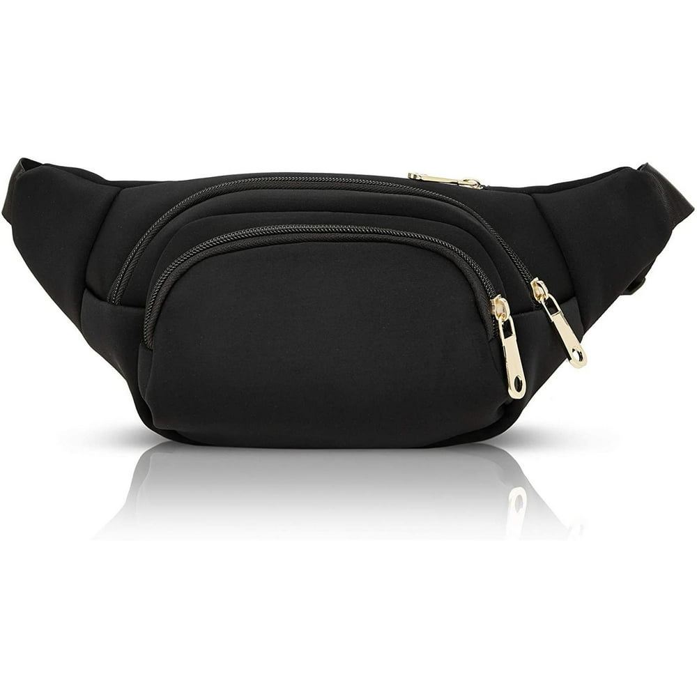 Zodaca Black Nylon Plus Size Fanny Pack for Women, Traveling Belt Bag