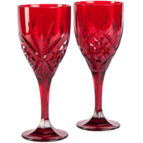 Dublin Red Acrylic Wine Glasses Set Of 2