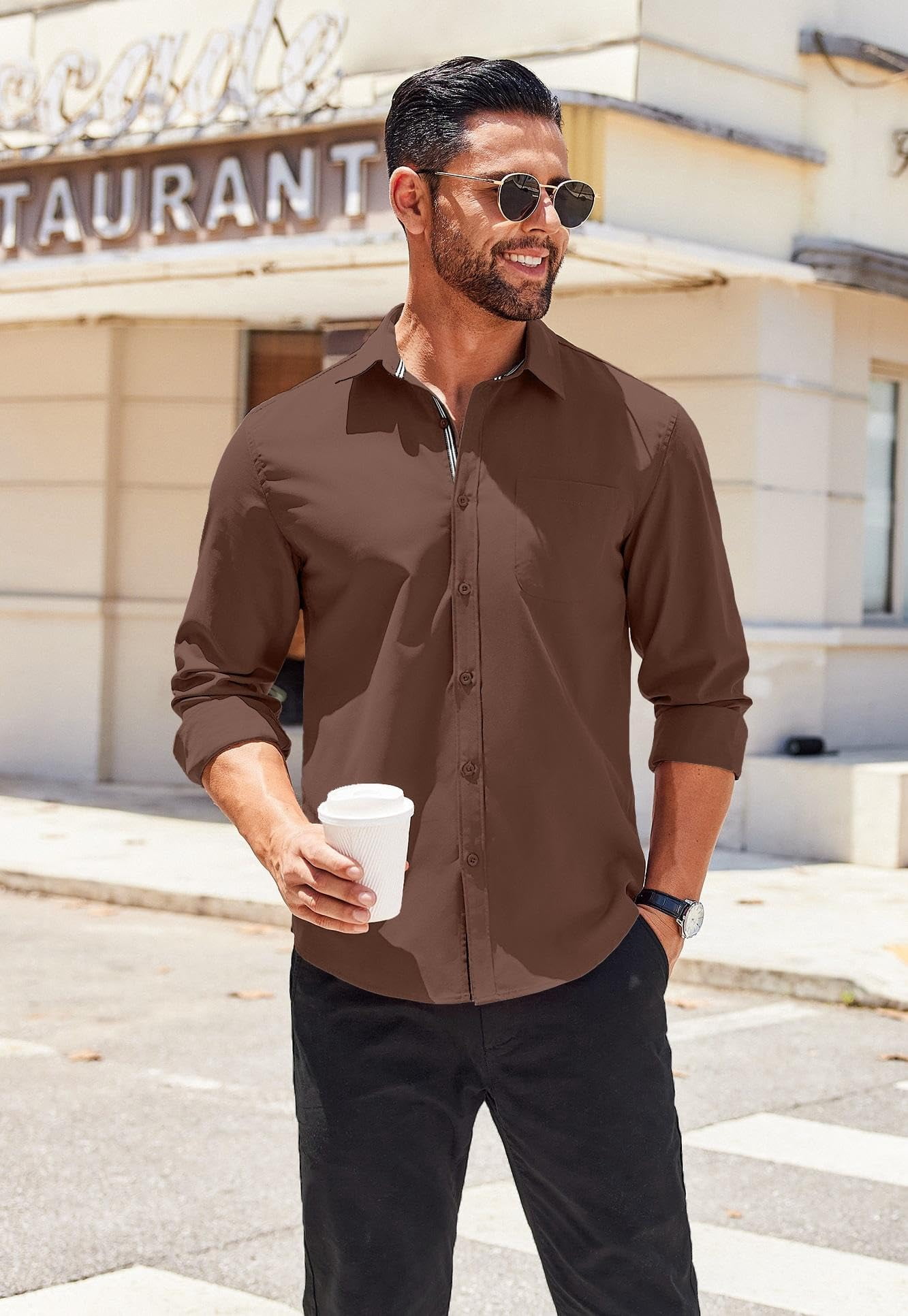 untucked dress shirt Noldares Mens Long Sleeve Button Up Shirts Free Untucked Shirts Casual Dress Shirt for Men(White,S), Men's, Size: Small