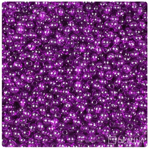 BeadTin Dark Amethyst Transparent 4mm Round Plastic Beads (1000pcs)
