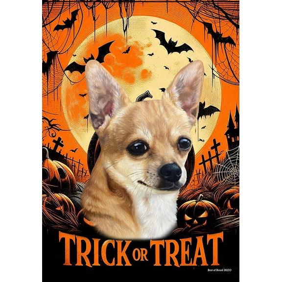Chihuahua Tan Smooth - Best of Breed Halloween House Flag