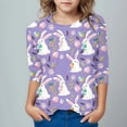 thumbnail image 2 of Lovzfmll Girls' Easter Print Top, Casual Three-Quarter Sleeve Tee, Holiday Graphic Crew Neck Play Shirt for Kids 4-5 Years, 2 of 5