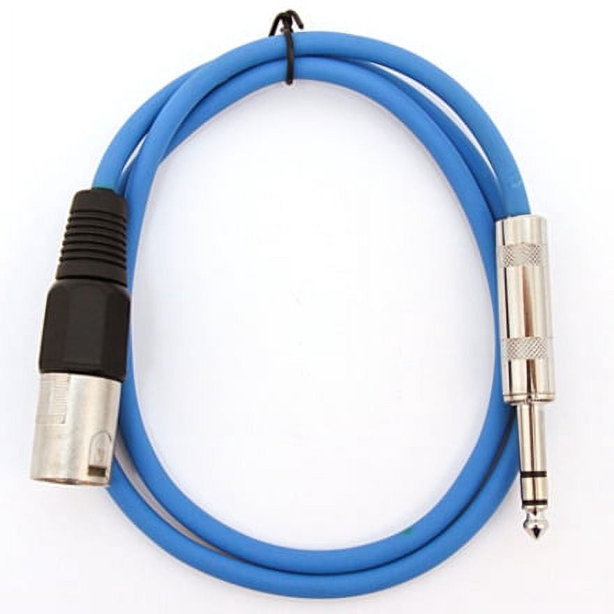 Seismic Audio SATRXL-M2, 6 Pack of Blue 2' XLR Male to TRS Patch Cables