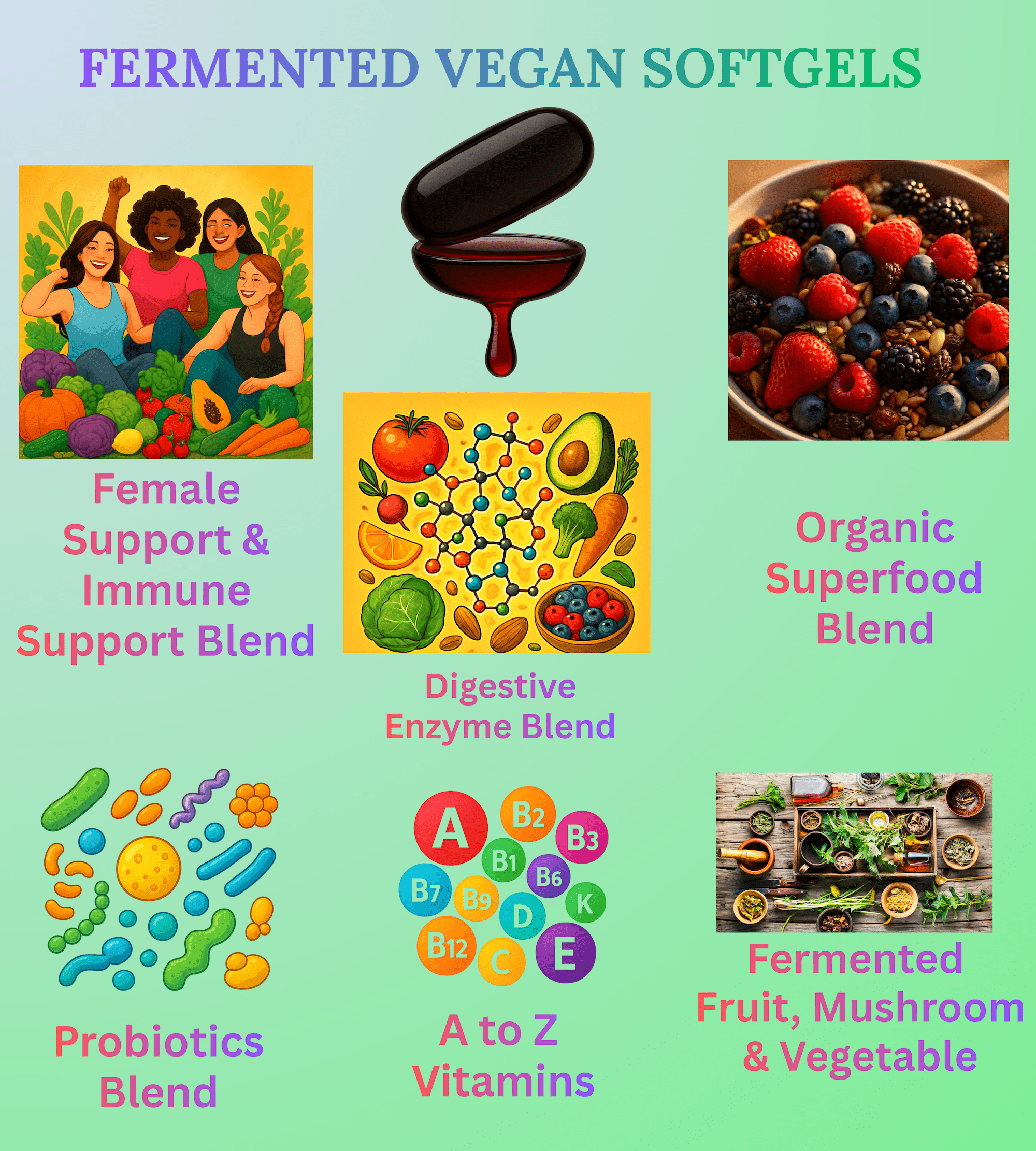 Nikoni Men's Fermented Multivitamin and Mineral Supplements Vegan Softgels Fermented for Better Absorption 90 Count