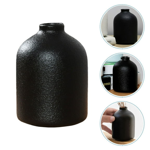 OUNONA 1Pc Stylish Ceramic Vase Modern Home Decor Chic Flower Holder Black