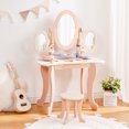 thumbnail image 3 of Robud Pink Kids Vanity Set, Makeup Vanity Desk with Mirror, Chair and Storage Drawers, Little Girl Dressing Table with Stool for Toddlers Ages 3+, 3 of 11