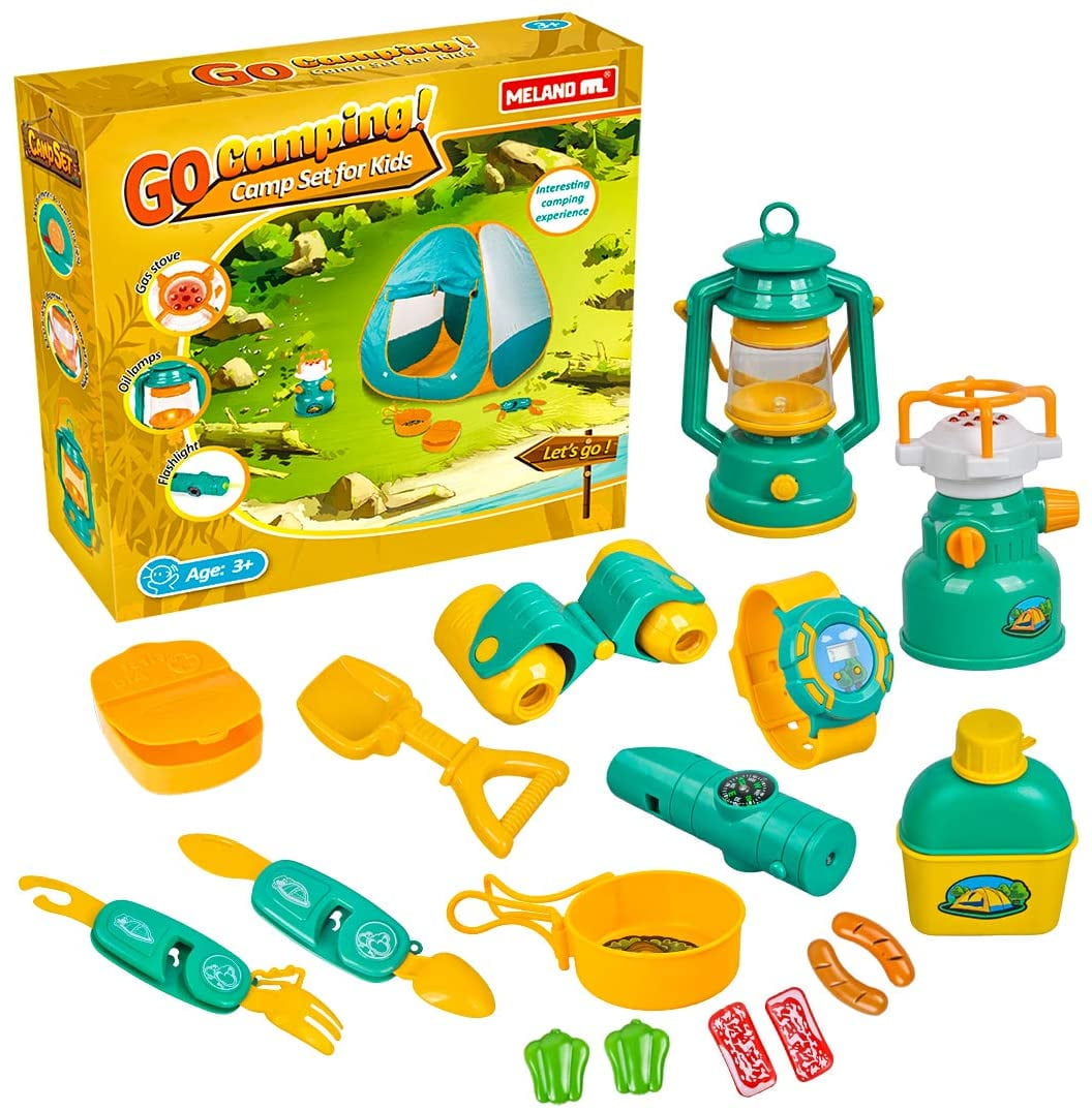 Gold Toy Kids Camping Set With Tent 24pcs Camping Gear Tool Pretend Play Set For Toddlers Kids Boys Girls Outdoor Toy Birthday Gift Walmart Com Walmart Com