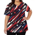 thumbnail image 3 of Womens 4th of July Scrub Tops Casual V Neck American Flag Print Scrub Shirts Short Sleeve Independence Day Patriotic Scrubs Medical Nurse Workwear Nursing Uniform with Pockets Red L, 3 of 5