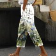 thumbnail image 2 of QATAINLAV Women Capri Pants with Pockets for Summer Trendy Floral Print Capris Vacation Casual Drawstring Beach Pants Straight Leg Cropped Trousers Back to College Sales Multicolor L, 2 of 6